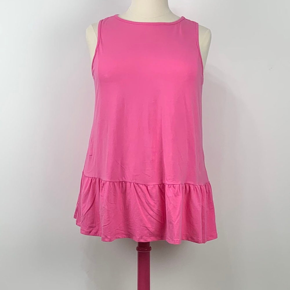 💞 PLUS SIZE Top Tunic Ruffle Hem with Back Button - Picture 4 of 7